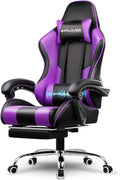 GTPLAYER Gaming Chair with Footrest and Lumbar Support Ergonomic Computer Chair with Headrest, 360 Swivel, Height Adjustable, White