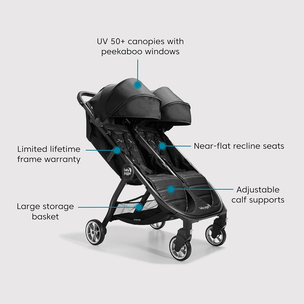 City Tour 2 Ultra-Compact Travel Stroller, Jet, Lightweight, Foldable, Ideal for Traveling