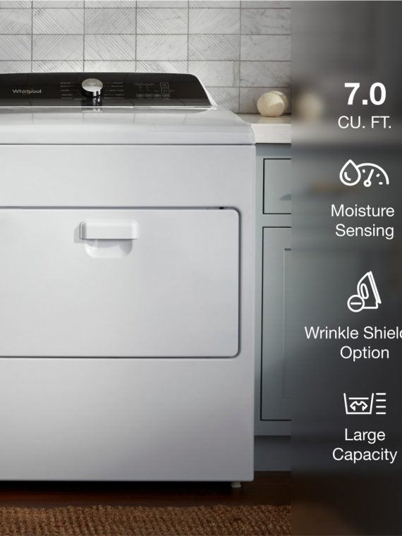 2025 Whirlpool – 7.0 Cu. Ft. Gas Dryer with Moisture Sensing – White