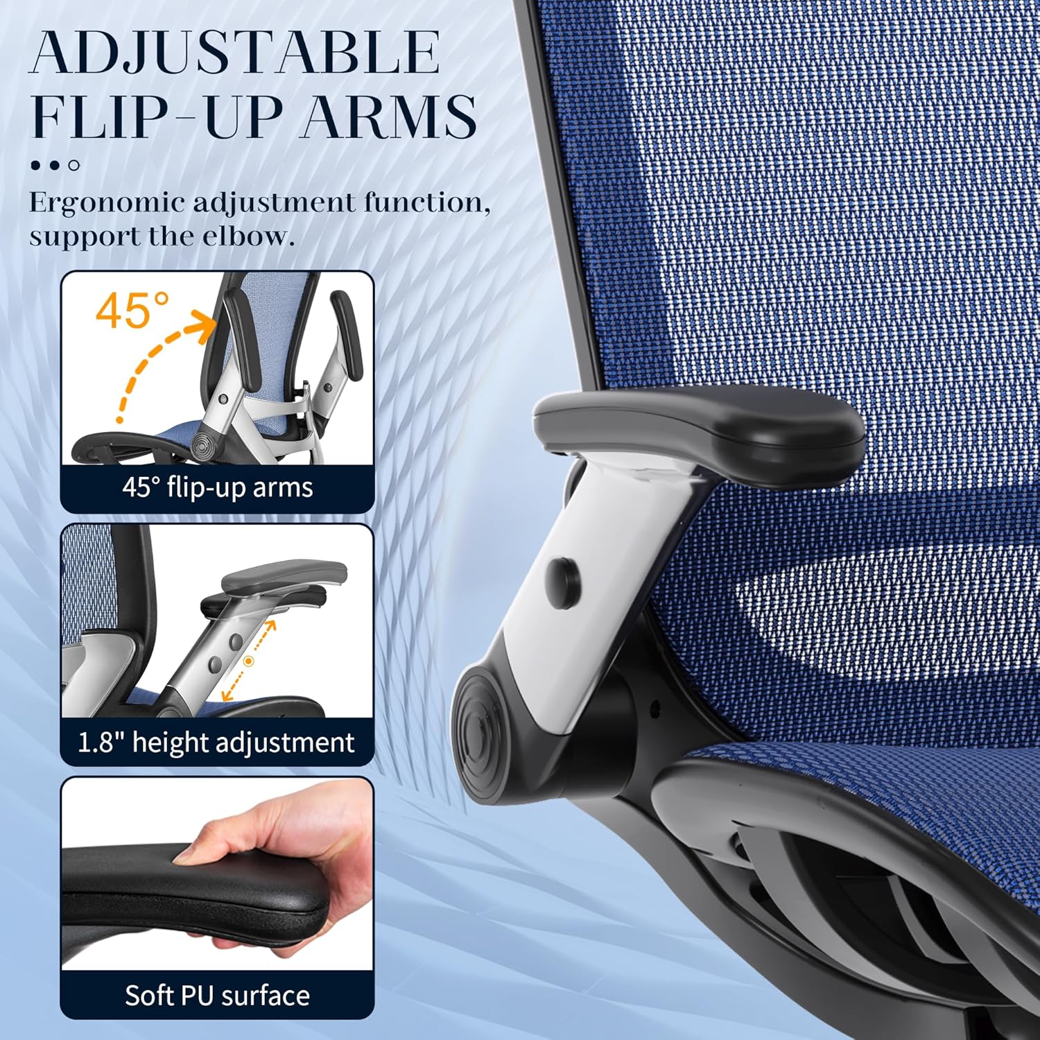 GABRYLLY Ergonomic Office Chair, High Back Home Desk Chair with Headrest, Flip-Up Arms, 90-120° Tilt Lock and Wide Cushion, Big and Tall Mesh Chairs for Man Woman, Black Task Chair