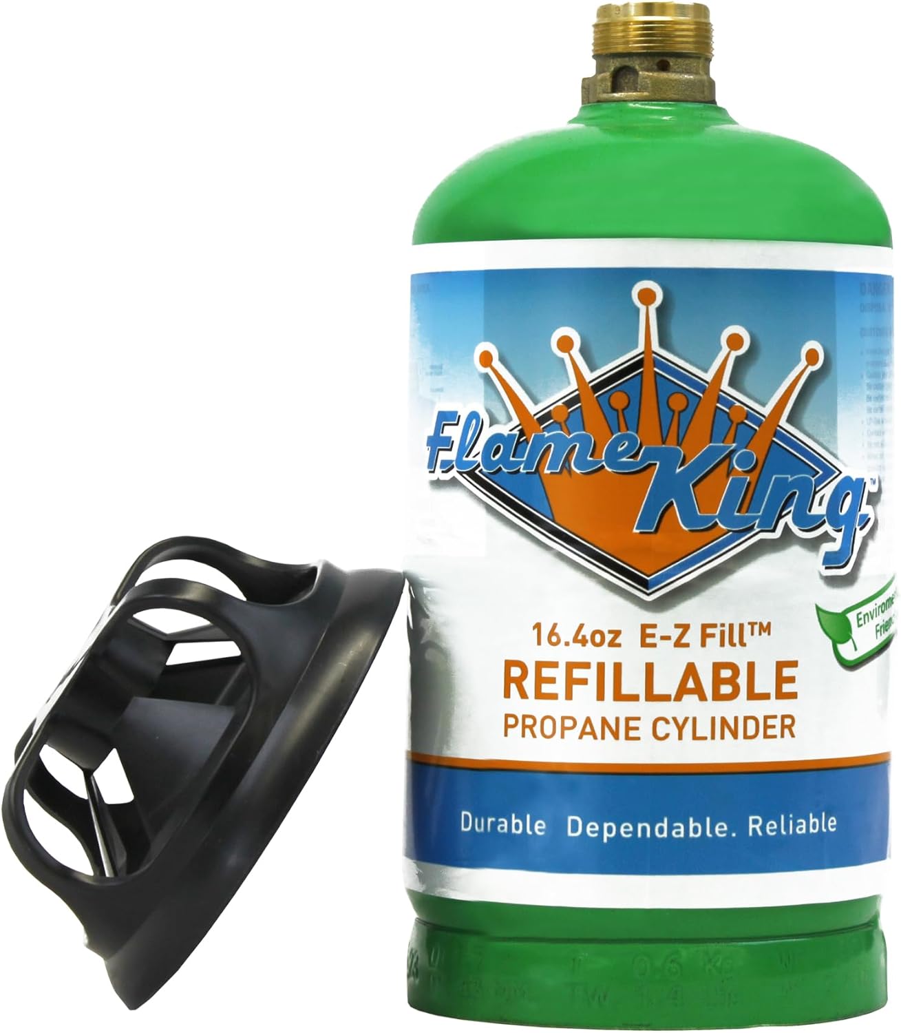 Flame King 1LB Refillable Propane Cylinder Tank, DOT Certified, High-Grade Steel, Green, 16.4 oz