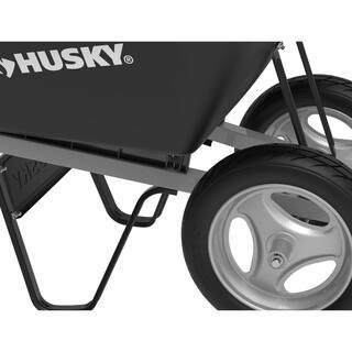 Husky 6 Cu. Ft. Poly Dual Wheel Wheelbarrow with Flat Free Tires