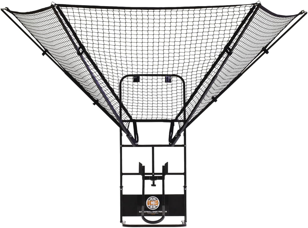 Rebounder Net Return System Portable Shot Trainer for Traditional Pole and Wall Mounted Hoops with Rotating Return Chute