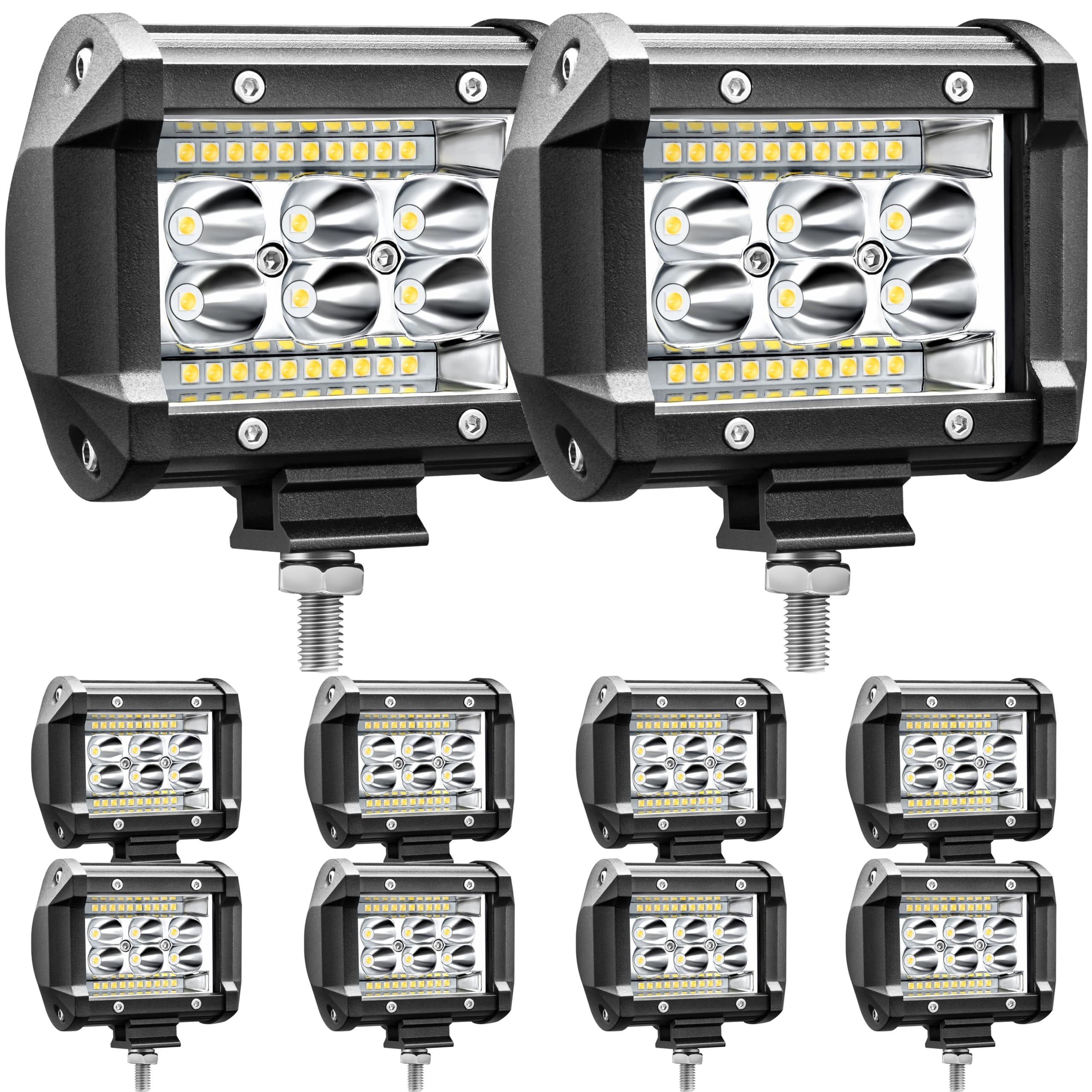 Bar, LED Light Bay 4 inch 78W 5000lm LED Truck Working Light Spotlight Car light Strip LED Light Bay 12V 24V Boat Pickup ATV UTV RV Spotlight, 10Pack