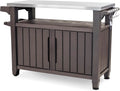 Keter Outdoor Rolling Table Cart for Food Prep, Storage, Bar & Grill, Dark Brown
