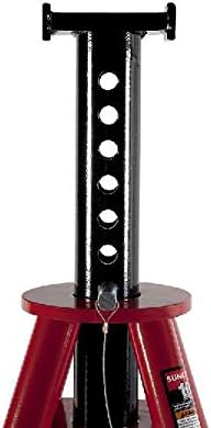 10-Ton Medium Height Pin Type Jack Stands, Pair, Red