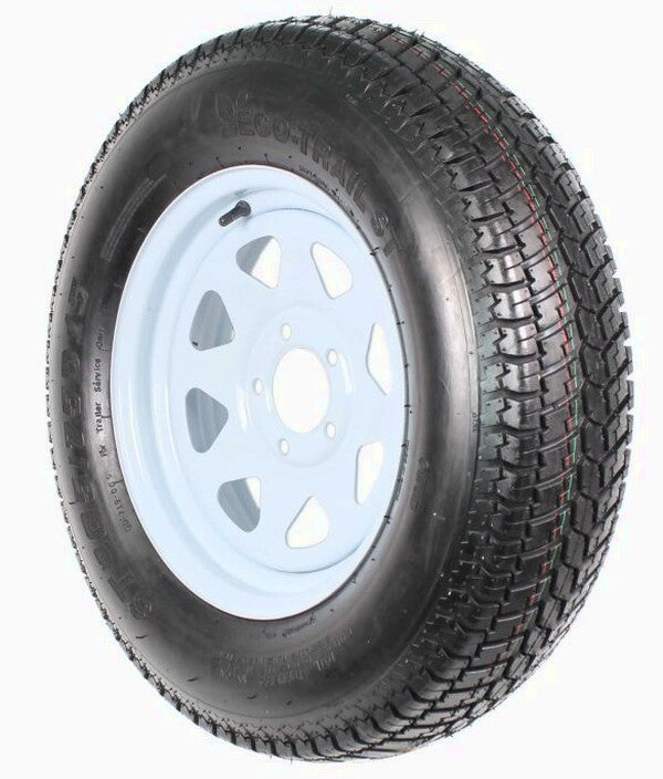 2-Pack Trailer Tire On Rim ST205/75D15 205/75 D 15 in. LRC 5 Hole White Spoke