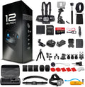 GoPro HERO12 Black Waterproof Action Camera, 5.3K HDR, 27MP, Stabilization, 64GB Card, Accessory Kit Bundle