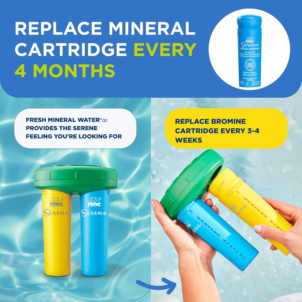 FROG Serene Mineral Replacement Cartridges for Hot Tubs - 2 Pack - Bromine & Mineral System for 600 Gallon Spas