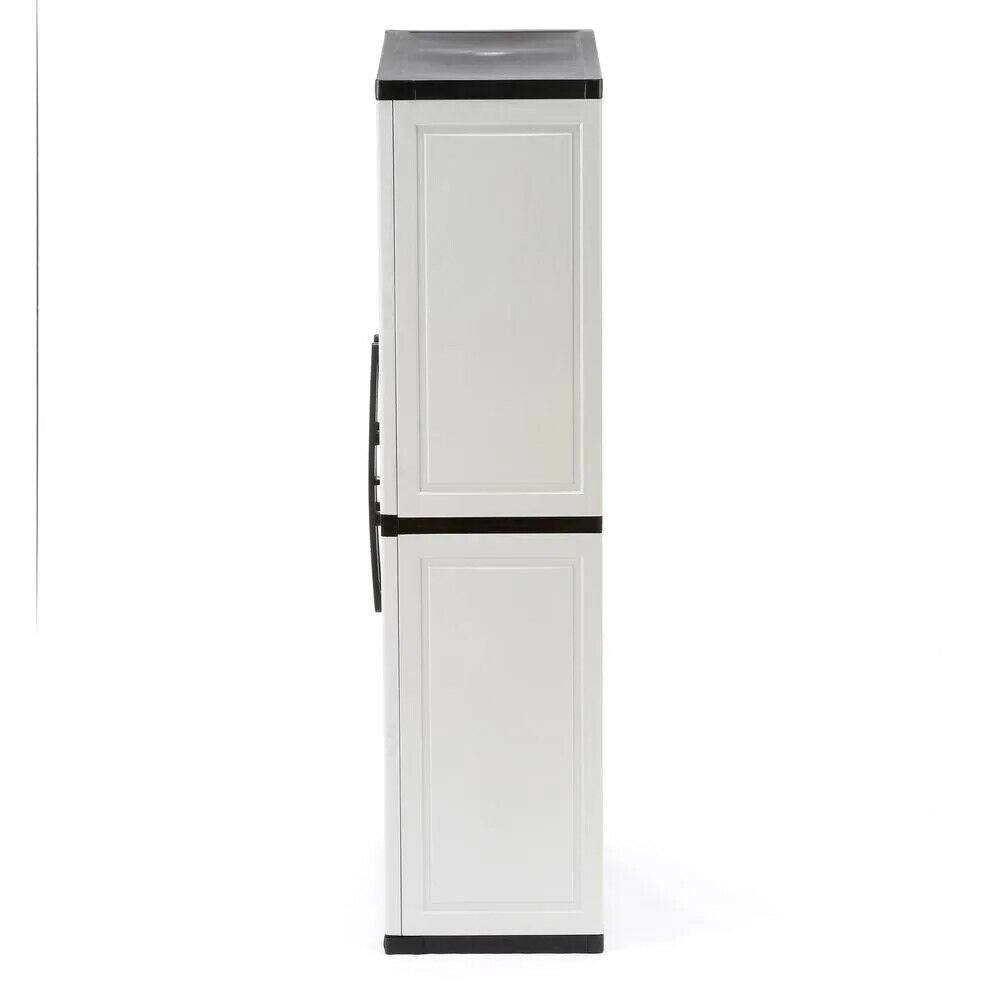 HDX Gray Plastic Freestanding Garage Cabinet, 35′′W x 71′′H x 18′′D, with Adjustable Shelves and Lockable Doors