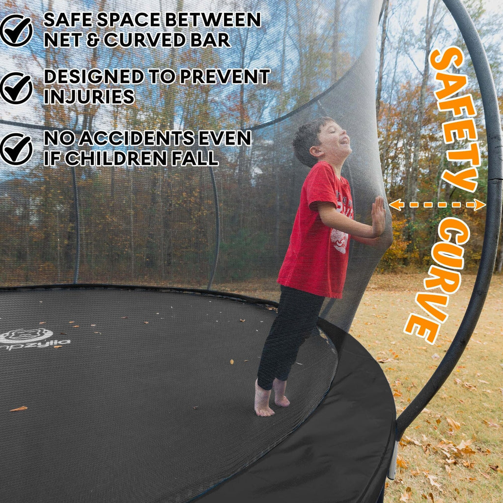 JUMPZYLLA 8FT Trampoline Outdoor with Enclosure for Kids