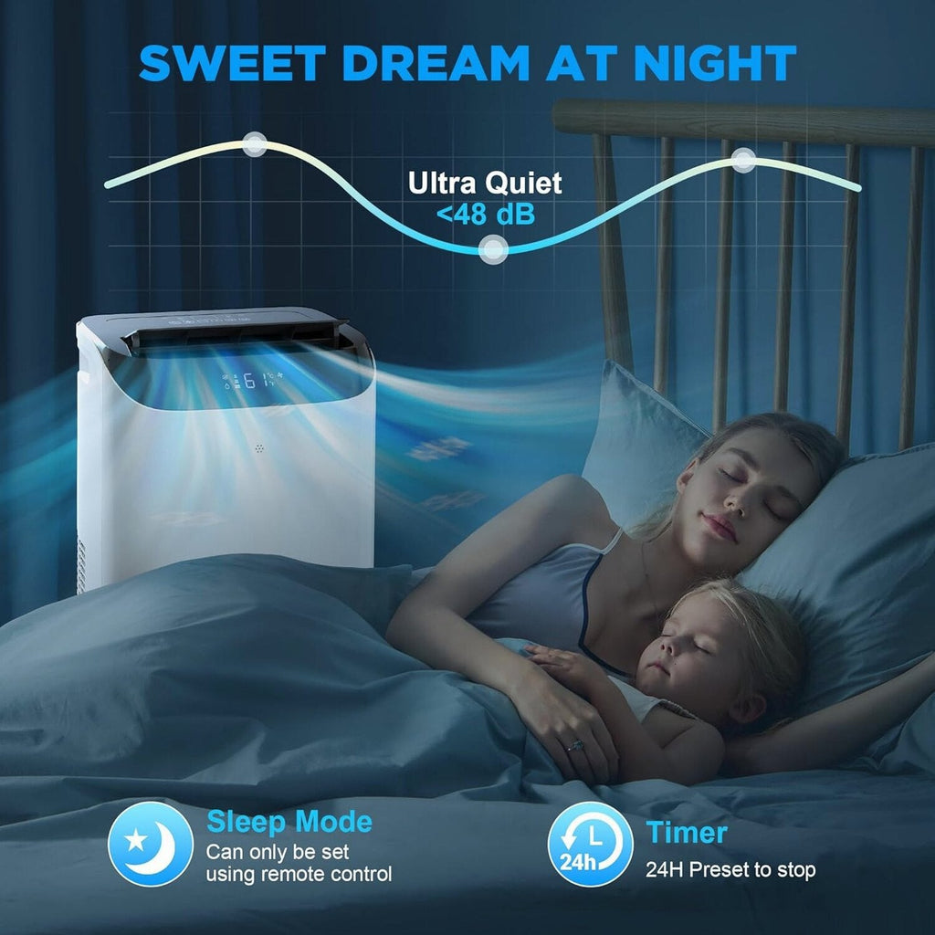 Portable Air Conditioners with Remote Control, 3-in-1 Free Standing Cooling AC Unit with Fan &amp; Dehumidifier, Cools Room up to 700 sq.ft, Smart/Sleep Mode,3 Speed,Auto Swing,24H Timer