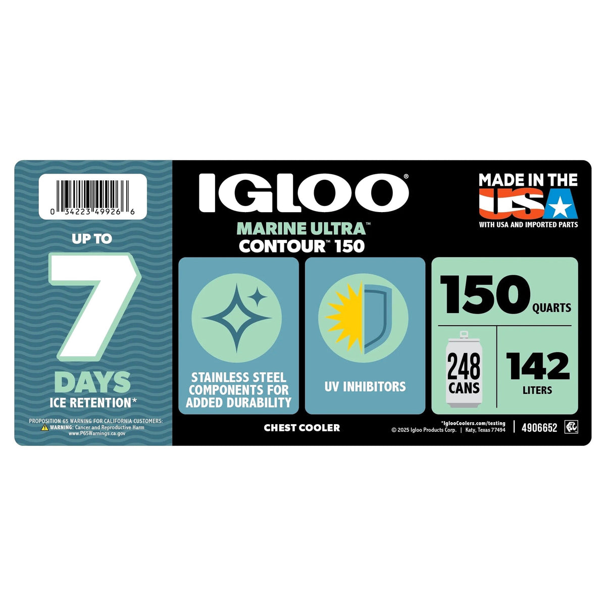 Igloo 150 QT Latitude Marine Hard Side Cooler, White