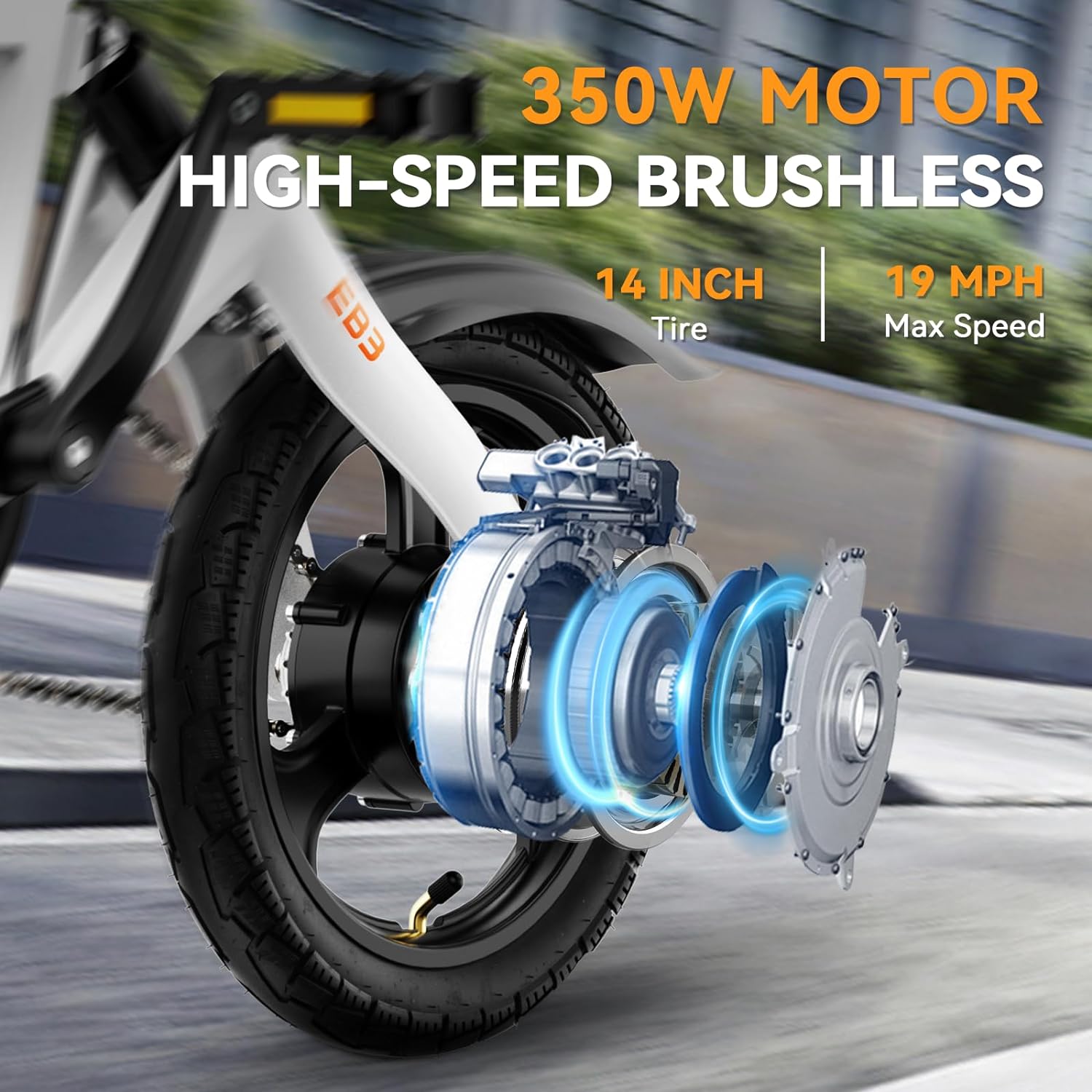 Jasion EB3 Electric Bike Adults 21mph, 500W Peak Motor, 270Wh Battery, Rear Suspension, 3 Levels Assist, 14′′ Folding Ebike for Adults and Teens, Complies to UL2849