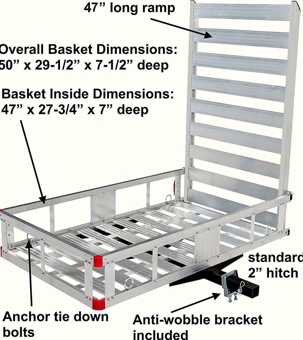 80779 Aluminum Hitch Mount Cargo Carrier with 47′′ Long Ramp, 1 Pack