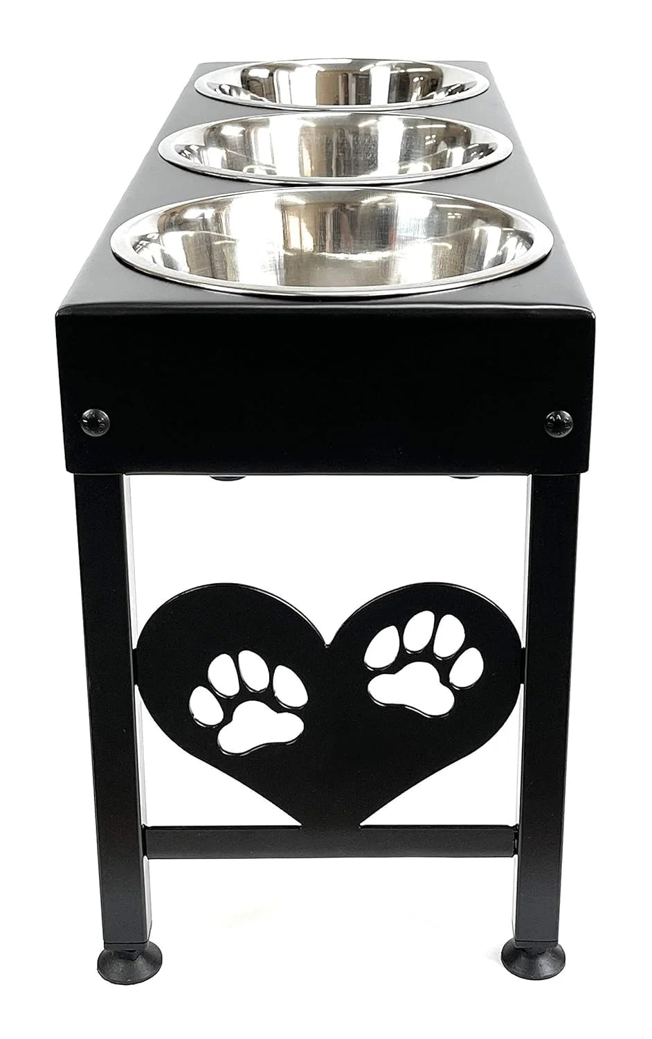 Pet Feeding Station Triple 3-Quart Metal Dog Bowl 16" Tall