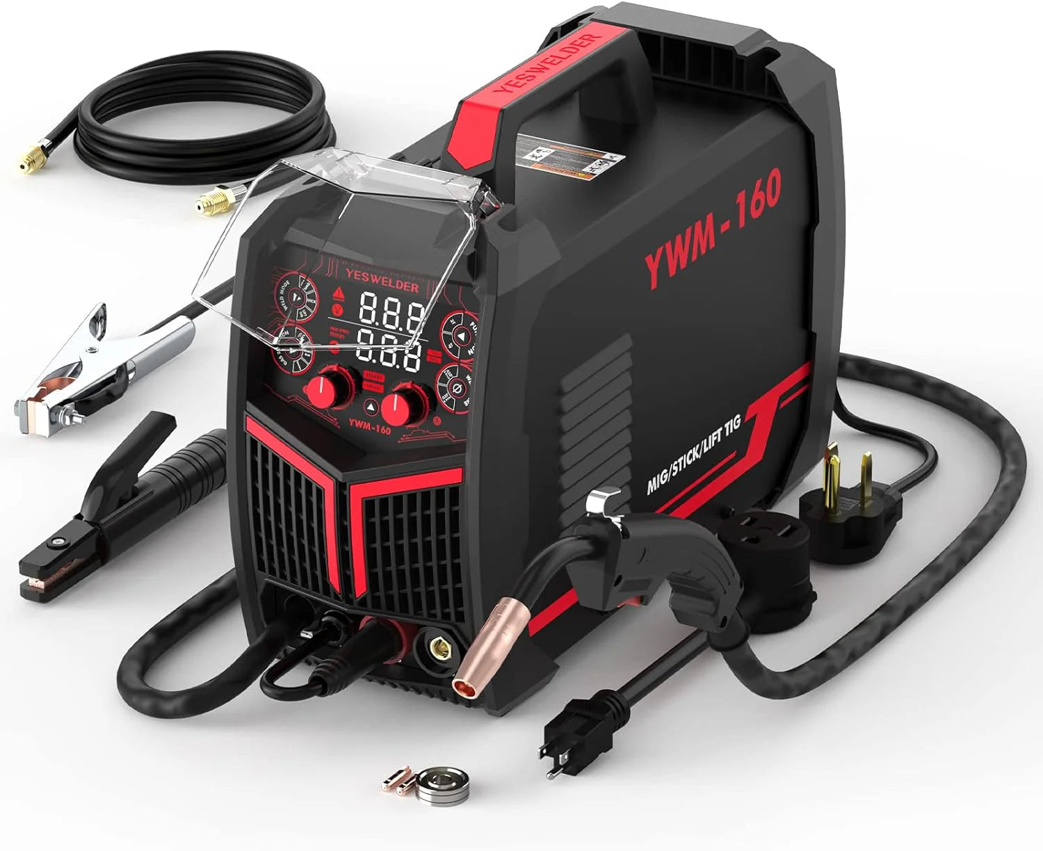 YESWELDER 135Amp MIG Welder,110V Flux Core Welder Flux Core MIG/Lift TIG/Stick 3-in-1 Large LED Digital Display Welding Machine IGBT Inverter Welder FLUX-135PRO