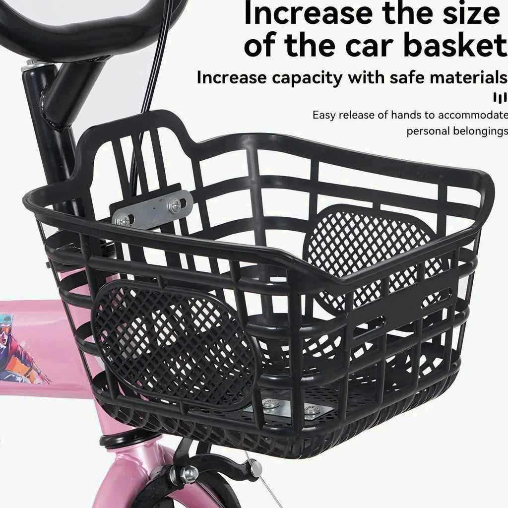 Baprem 18" Girls Bike for 5-9 Years Old Kids, Cute Kids Bike with Training Wheels, Steel Frame Sporty Children Bicycle, Pink