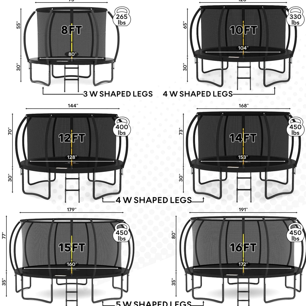 JUMPZYLLA 8FT Trampoline Outdoor with Enclosure for Kids