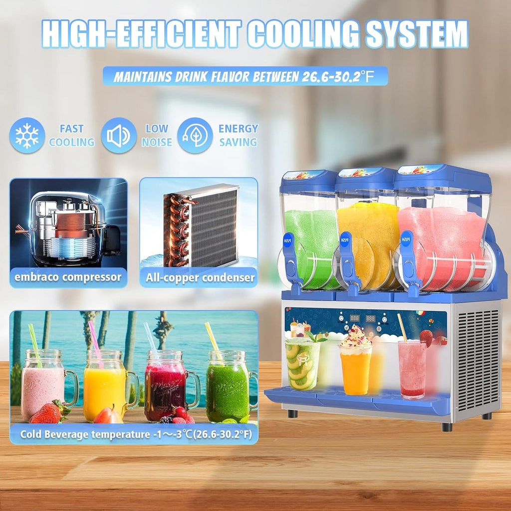 Commercial Slushy Machine - 1000W 30L Tanks Slush Maker Machine 304 Stainless Steel Commercial Margarita Machines Efficient Cooling the Ideal Slushie Maker for Bars Cafes Restaurants