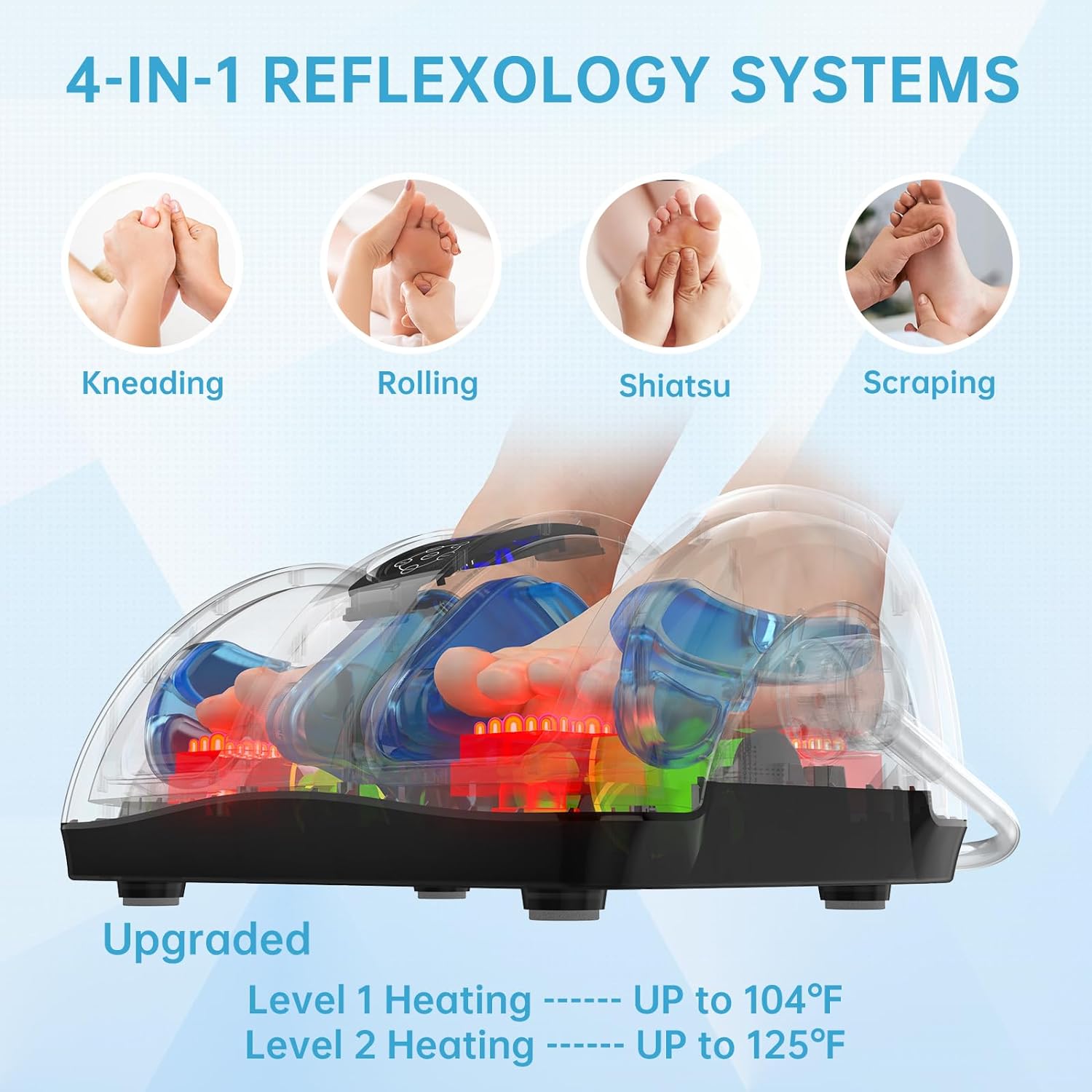 Shiatsu Foot Massager with Heat-Foot Massager Machine for Neuropathy, Plantar Fasciitis and Pain Relief-Massage Foot, Leg, Calf, Ankle with Deep Kneading Heat Therapy, Gift for Mother's Day