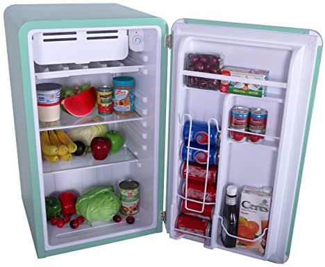 FRIGIDAIRE EFR372-BLACK 3.2 Cu Ft Black Retro Compact Rounded Corner Premium Mini Fridge