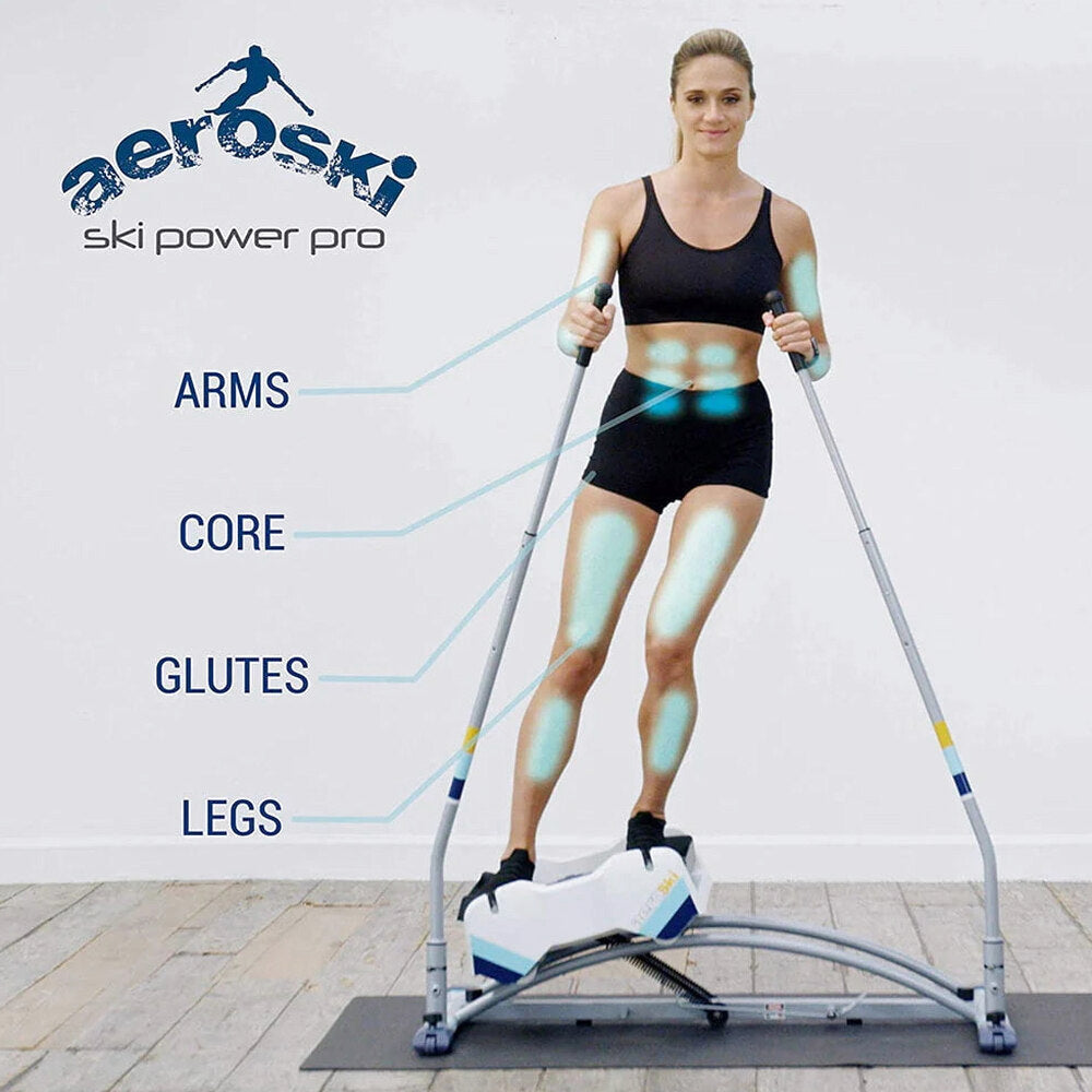 Aeroski 2.0 Ski Fitness Workout Machine with Recoil Spring Resistance Gray