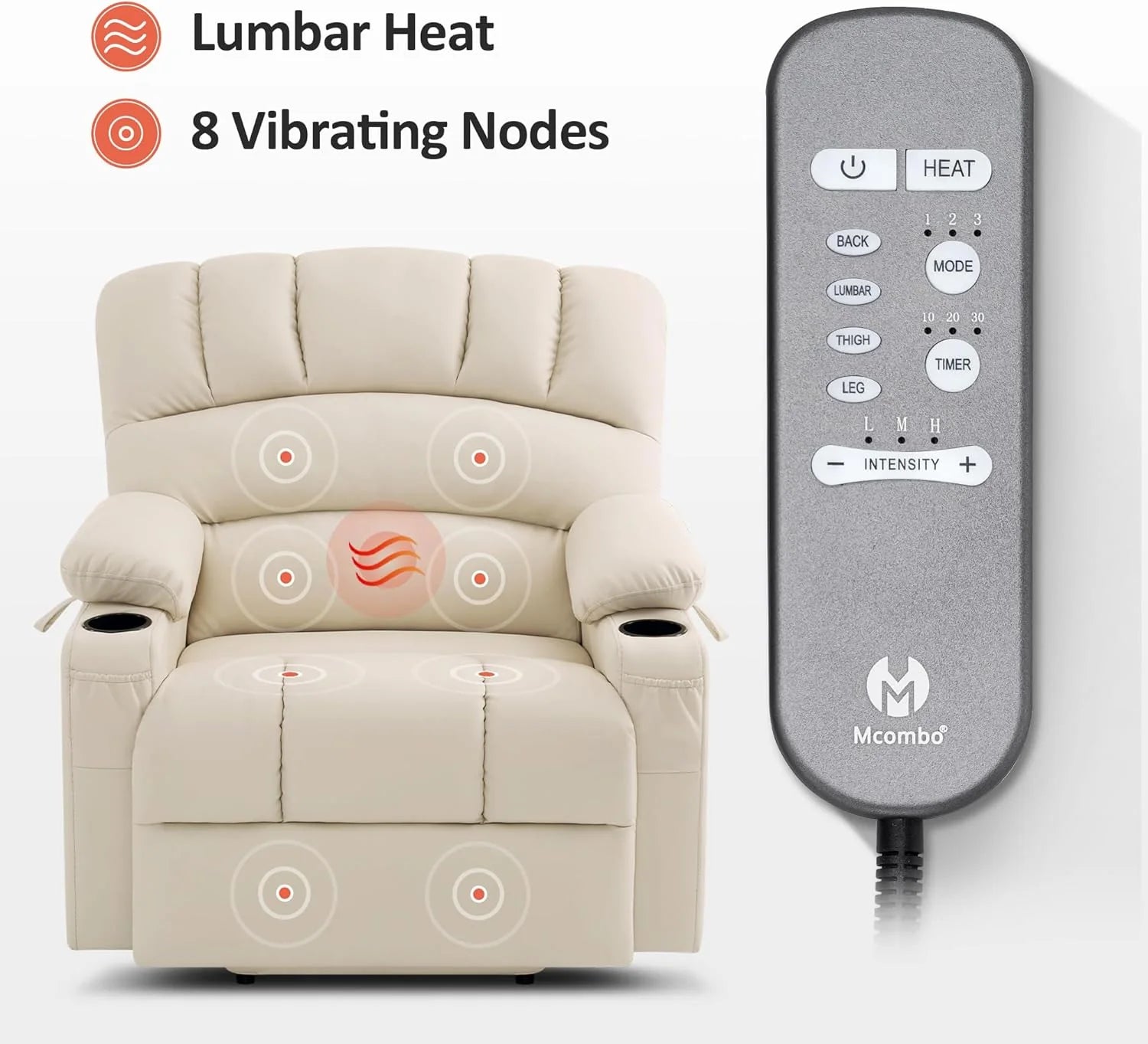 Heated Lift Recliner for Seniors with USB & Cup Holders