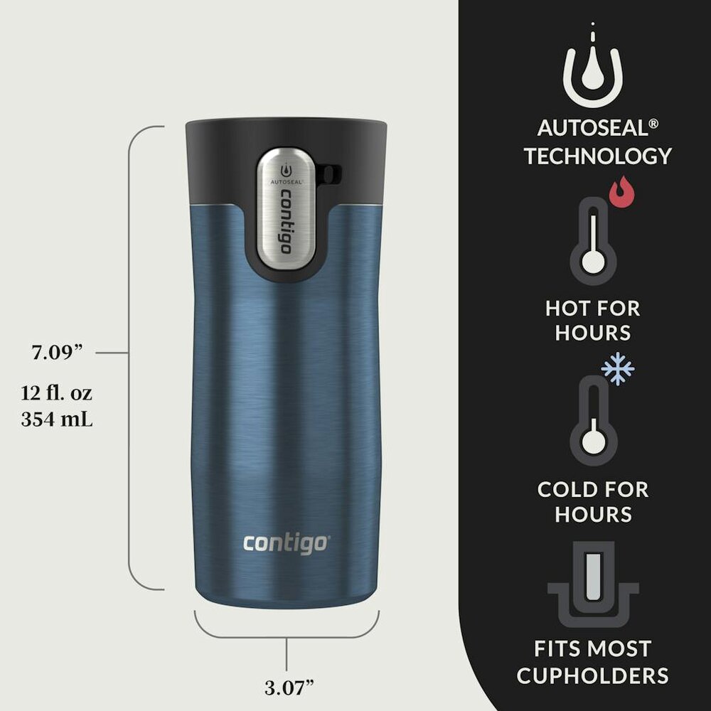 Contigo® AUTOSEAL® West Loop Vacuum-Insulated Stainless Steel Travel Mug with Easy-Clean Lid, 12 oz - Transparent Blueberry