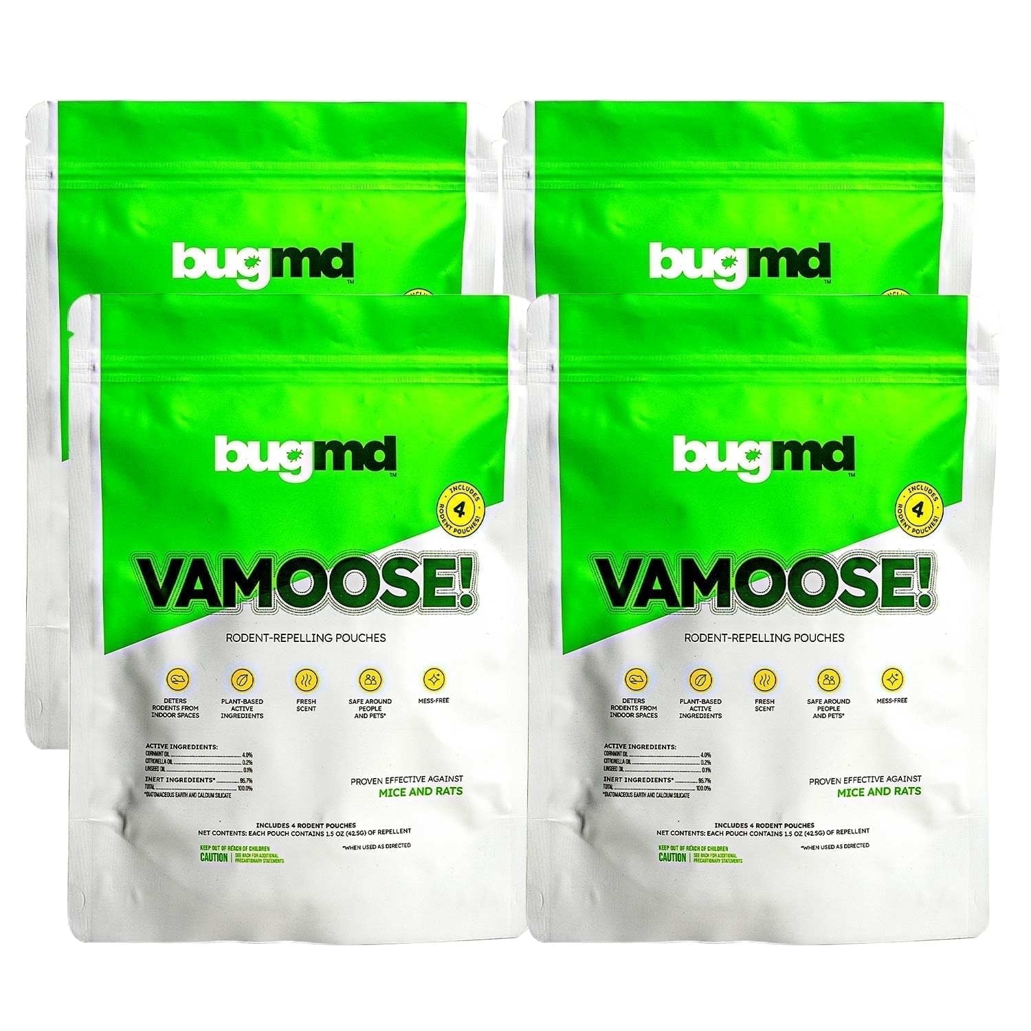 BugMD Vamoose Plant-Powered Rodent Repellent Pouches, 8-Pack - Natural Indoor & Outdoor Mouse Deterrent