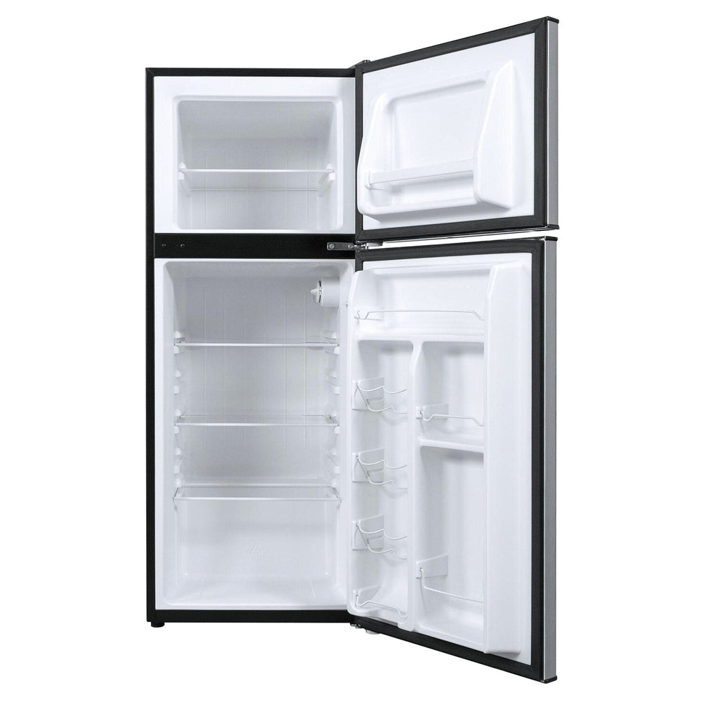 Galanz 4.6. Cu ft Two Door Mini Refrigerator with Freezer, Stainless Steel