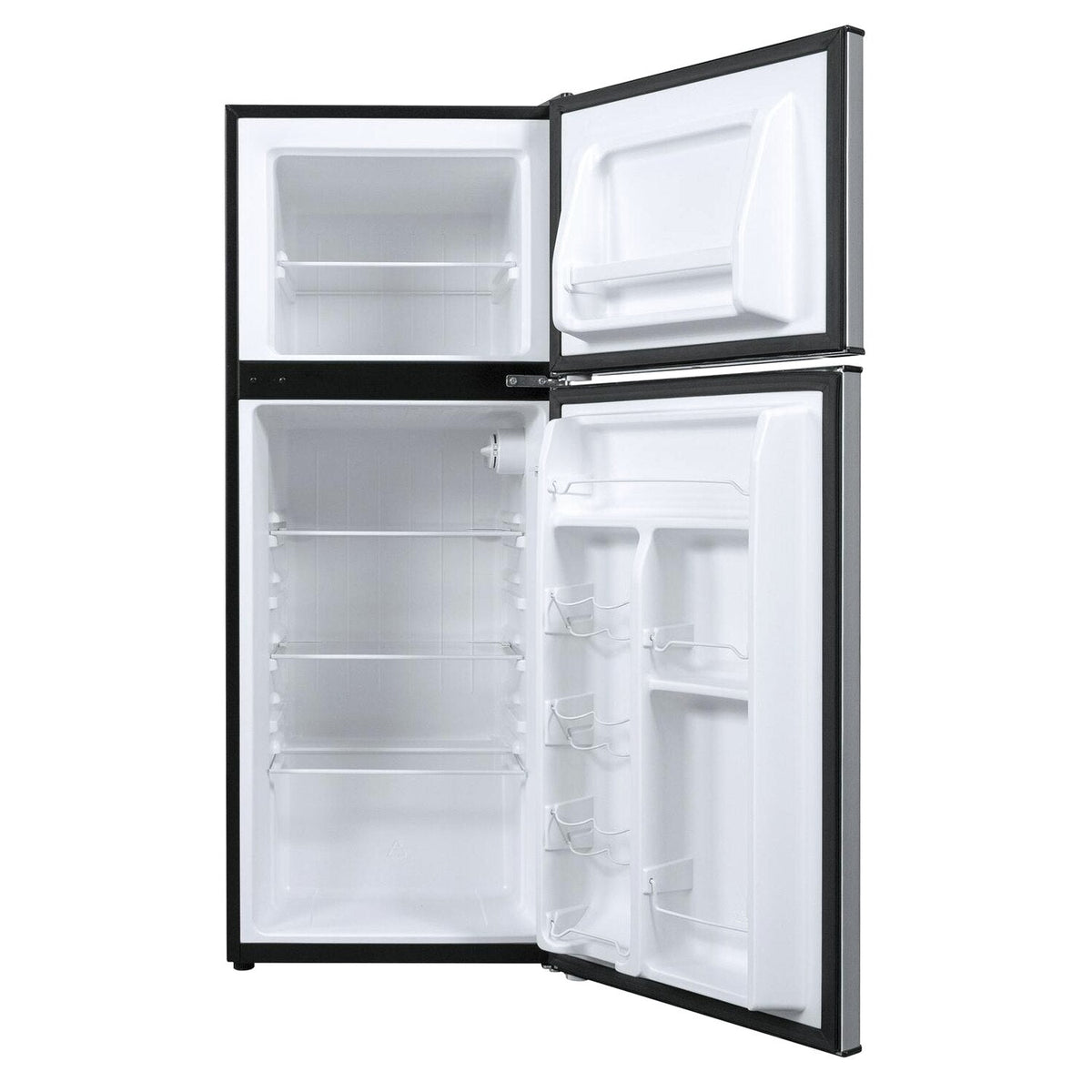 Galanz 4.6. Cu ft Two Door Mini Refrigerator with Freezer, Stainless Steel