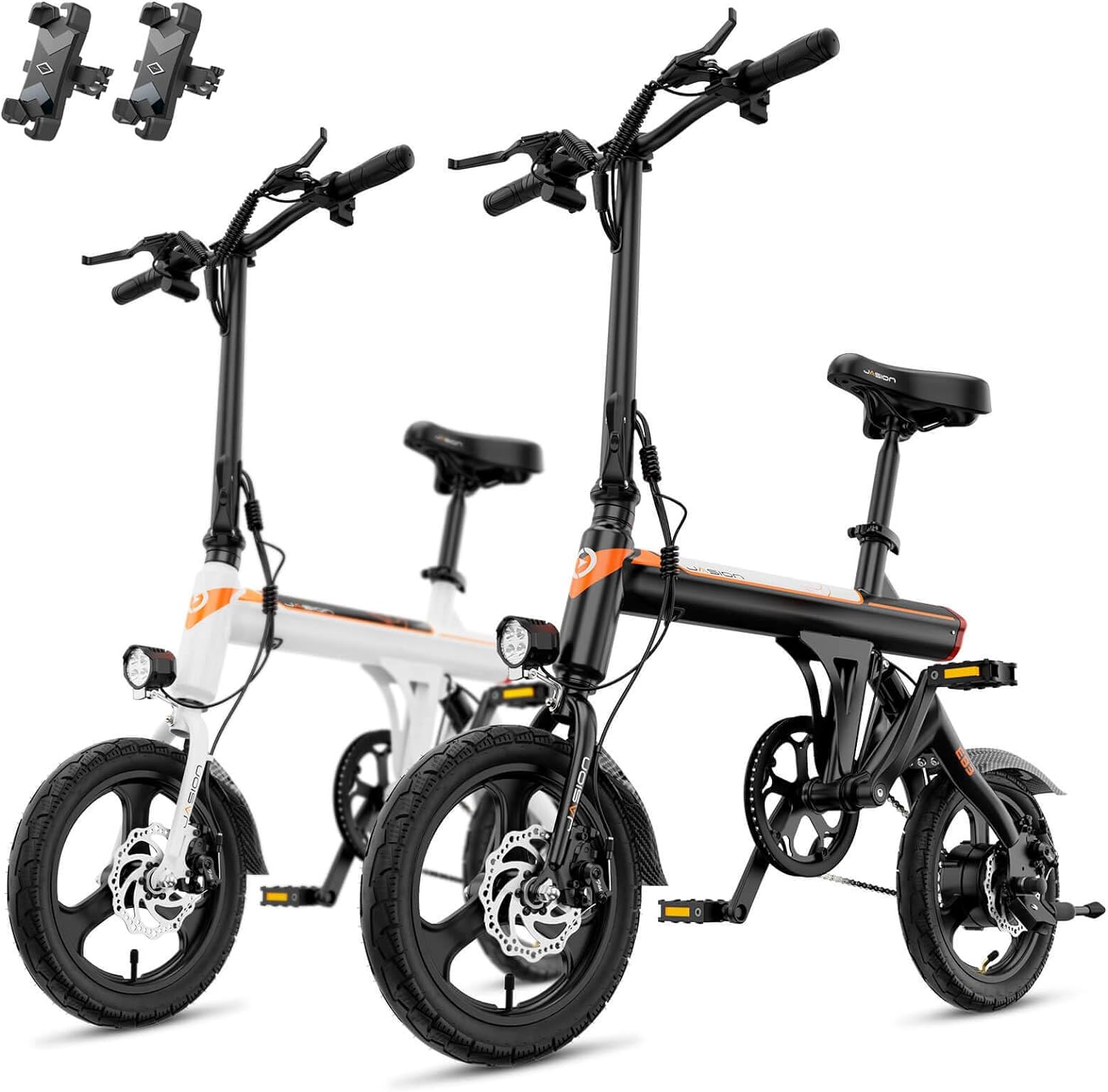 Jasion EB3 Electric Bike Adults 21mph, 500W Peak Motor, 270Wh Battery, Rear Suspension, 3 Levels Assist, 14′′ Folding Ebike for Adults and Teens, Complies to UL2849