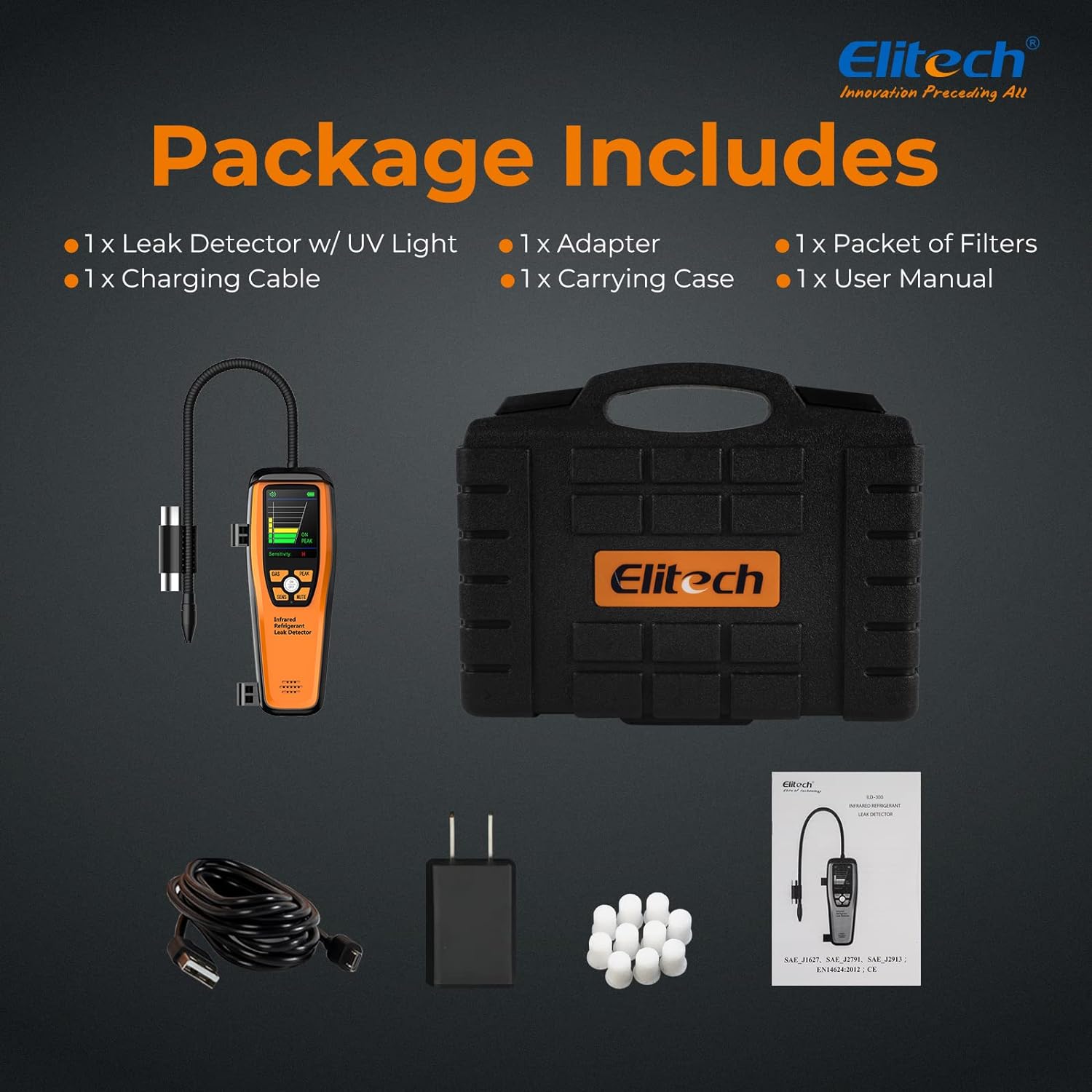 Refrigerant Leak Detector 10 Yrs Infrared Sensor Life Halogen Freon Sniffer, Air Conditioning Detection, Automotive Gas Finder, R22 R410A R134A R1234YF CFCs HCFCs HFCs, ILD-300