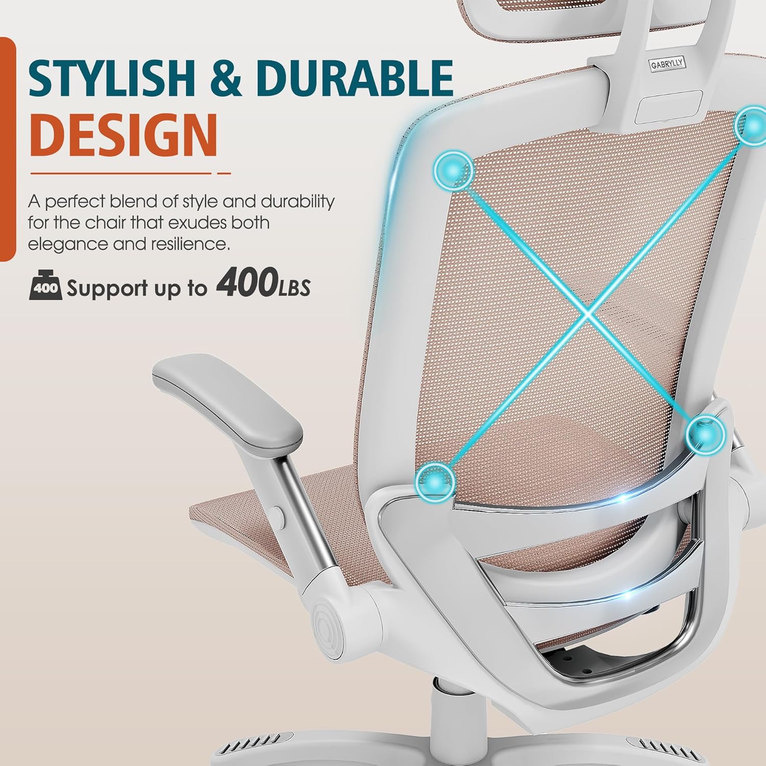 GABRYLLY Ergonomic Office Chair, High Back Home Desk Chair with Headrest, Flip-Up Arms, 90-120° Tilt Lock and Wide Cushion, Big and Tall Mesh Chairs for Man Woman, Black Task Chair