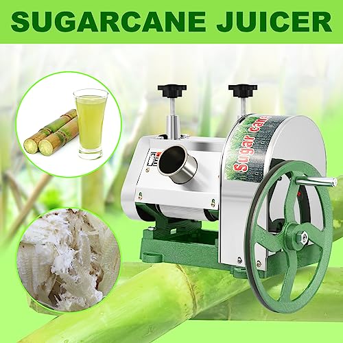 TRY YEAN Manual Sugarcane Juice Machine, Professional Stainless Steel Sugar Cane Juicer, 110LBS Output per Hour with 2 Inch Large Inlet Extractor, Handwheel Sugar Canes Squeezer for Commercial Home: Home & Kitchen