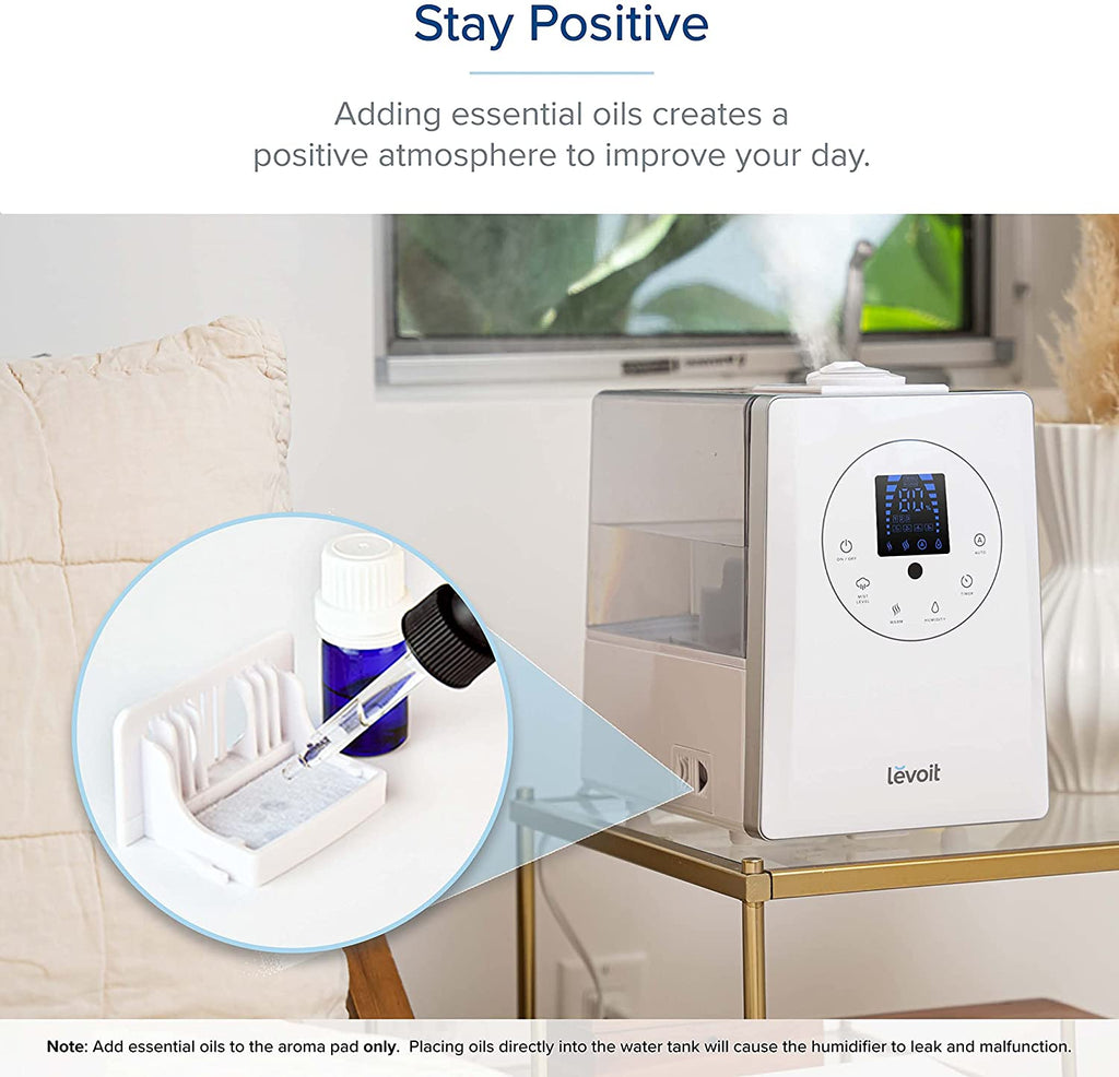 LEVOIT Humidifiers for Bedroom Large Room 6L Warm and Cool Mist for Families Plants with Built-in Humidity Sensor