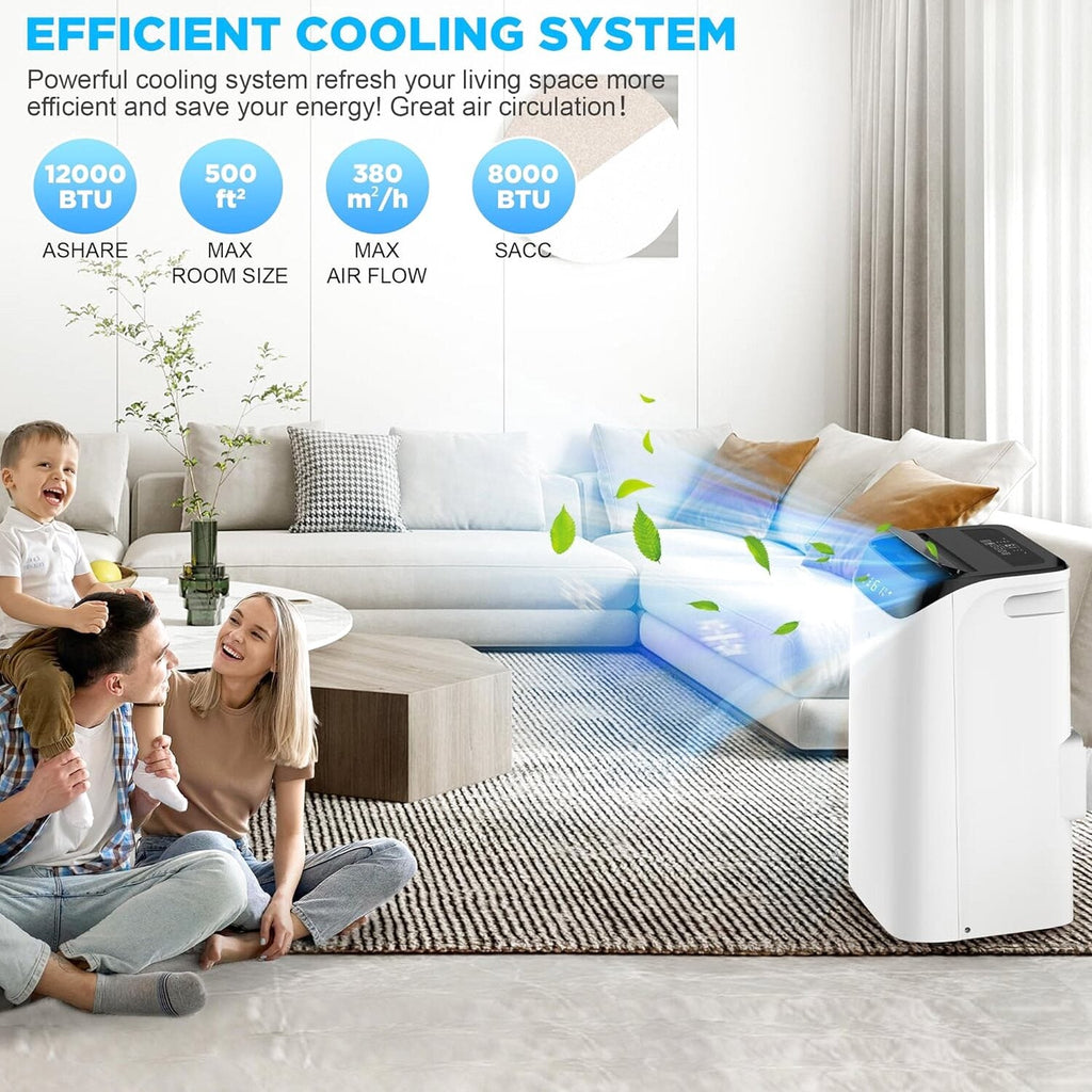 Portable Air Conditioners with Remote Control, 3-in-1 Free Standing Cooling AC Unit with Fan &amp; Dehumidifier, Cools Room up to 700 sq.ft, Smart/Sleep Mode,3 Speed,Auto Swing,24H Timer