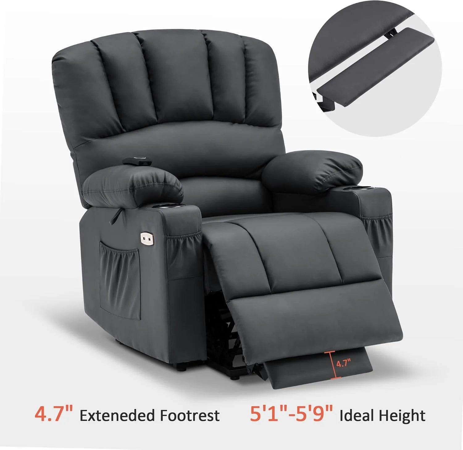 Heated Lift Recliner for Seniors with USB & Cup Holders
