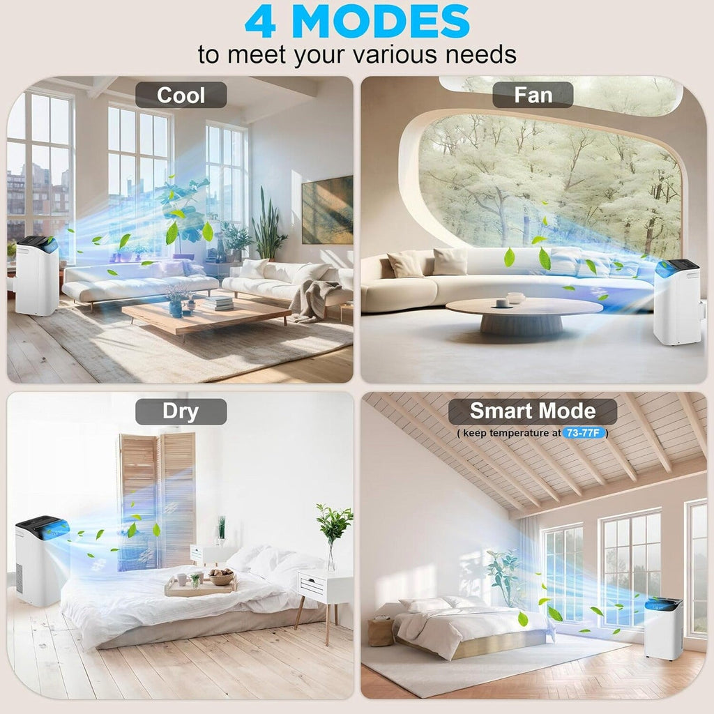 Portable Air Conditioners with Remote Control, 3-in-1 Free Standing Cooling AC Unit with Fan &amp; Dehumidifier, Cools Room up to 700 sq.ft, Smart/Sleep Mode,3 Speed,Auto Swing,24H Timer