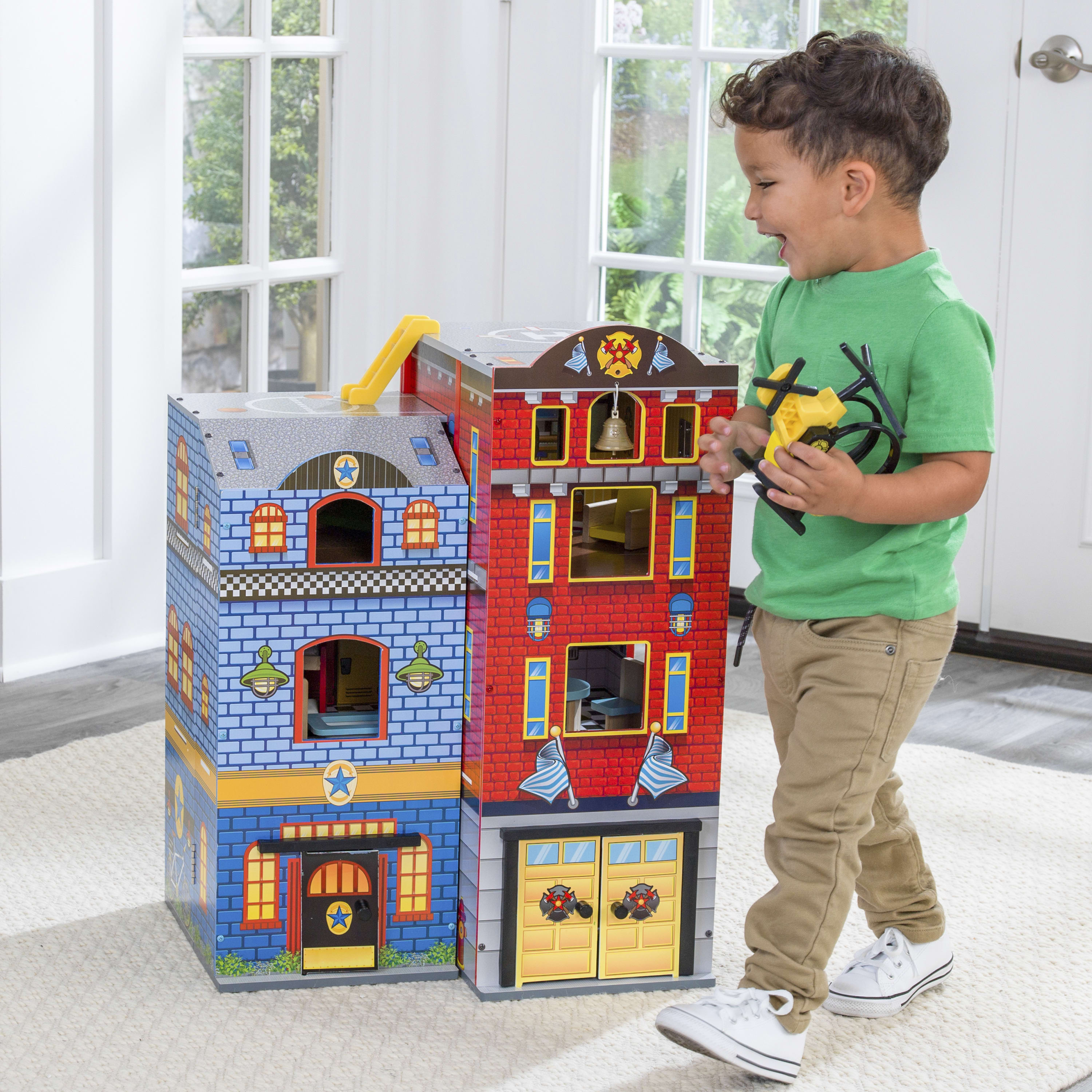 KidKraft Everyday Heroes Wooden Foldable Playset with 26 Pieces