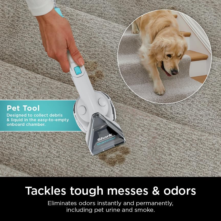 Shark CarpetXpert EX201 Carpet Cleaner, Cyan – Deep Cleaning with StainStriker, Perfect for Pets, Includes Spot & Stain Remover Tools
