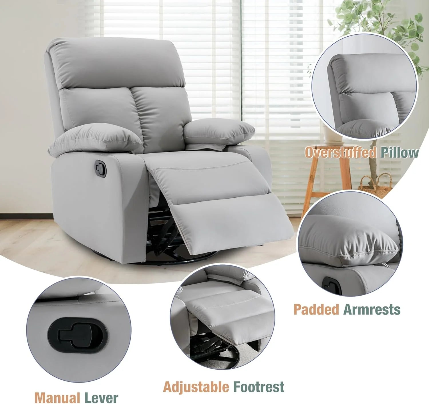 Small Swivel Rocker Recliner Chair for Compact Spaces