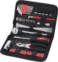 Apollo Tools 56-Piece SAE Compact Auto Tool Set with Zippered Case for Car and Motorcycle Repair - Red