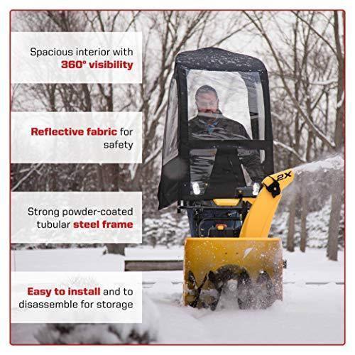 Arnold Deluxe Universal Snow Thrower Cab, Black - Fits Most 2 & 3-Stage Snow Blowers, Includes Pouch & Reflective Fabric