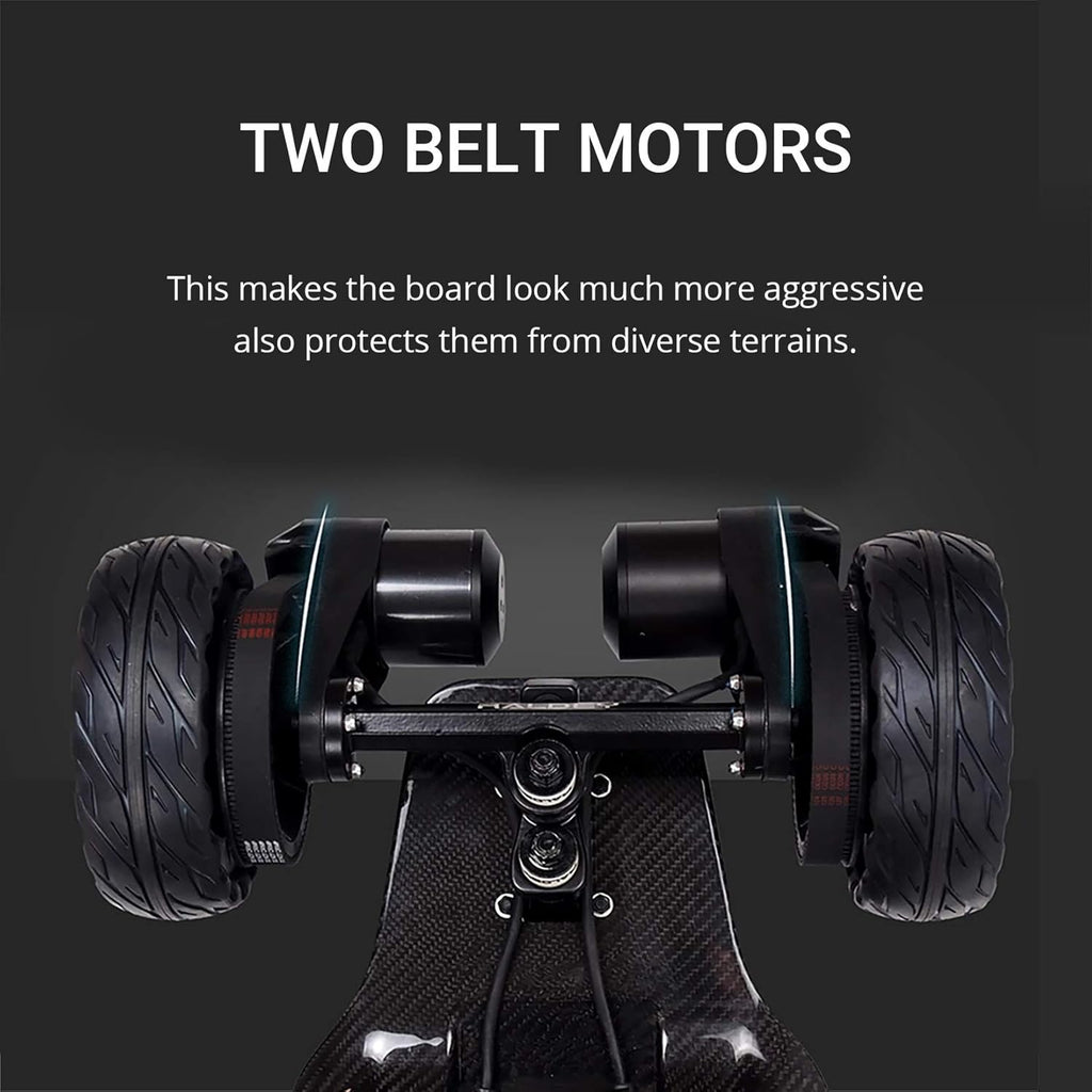 AT V.2 Carbon Fiber Electric Skateboard - Off-Road, All Terrain, 28MPH, 19-Mile Range, 3000W Dual Motor, Black, for Adults & Teens