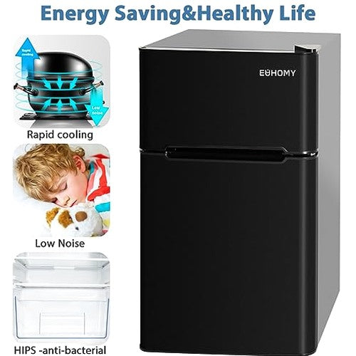 Euhomy Mini Fridge with Freezer, 3.2 Cu.Ft Mini Refrigerator with Freezer