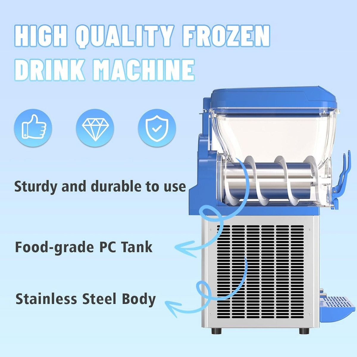Commercial Slushy Machine - 1000W 30L Tanks Slush Maker Machine 304 Stainless Steel Commercial Margarita Machines Efficient Cooling the Ideal Slushie Maker for Bars Cafes Restaurants