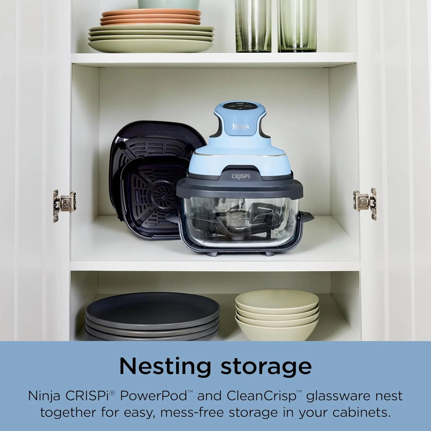 Ninja Crispi 4-in-1 Portable Glass Air Fryer Cooking System, 1500W, 4QT & 6-Cup TempWare Glass Containers with Storage Lids, Microwave, Freezer & Dishwasher Safe