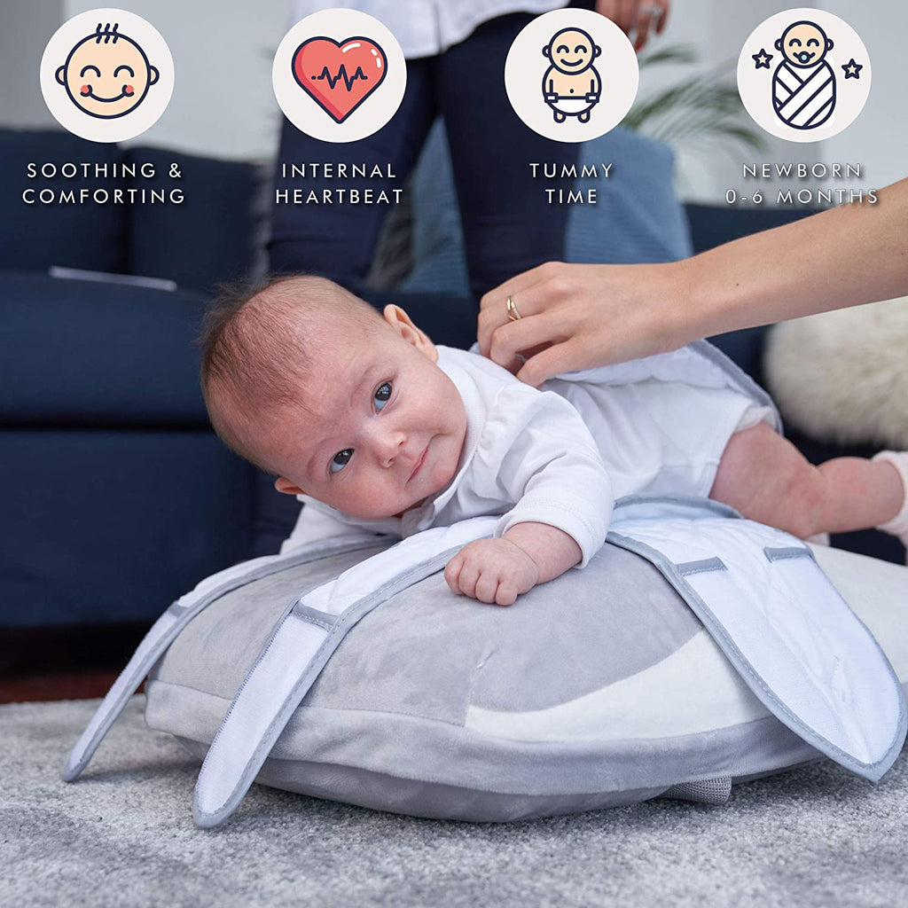Babocush Newborn Comfort Cushion with Vibration & Heartbeat Sound, Relieves Colic, Gas & Reflux, Encourages Tummy Time